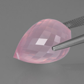 Cuarzo rosa rosa natural de 33,95 ct, briolette, transparente