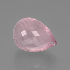 Cuarzo Rosa Rosado rosa medio natural de 25.35 ct, Corte Briolette, Transparente