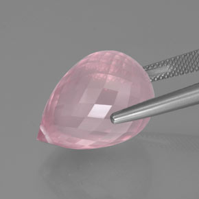 Cuarzo Rosa Rosado rosa medio natural de 25.35 ct, Corte Briolette, Transparente