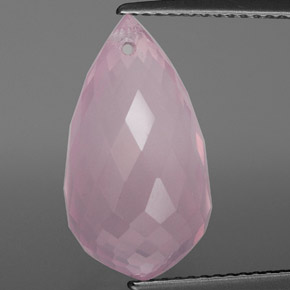 Cuarzo rosa rosa natural de 9,42 ct, briolette, transparente