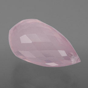 Cuarzo rosa rosa natural de 9,42 ct, briolette, transparente