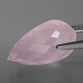 Cuarzo rosa rosa natural de 9,42 ct, briolette, transparente