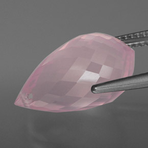 Cuarzo Rosa Rosa rosado natural de 9.33 ct, Corte Briolette, Transparente