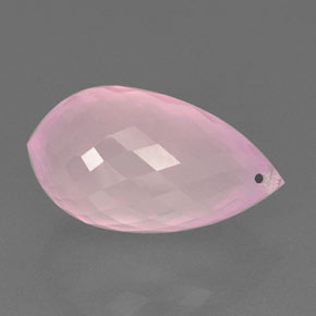 Cuarzo rosa rosa natural de 18,18 ct, briolette, transparente