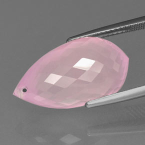 Cuarzo rosa rosa natural de 18,18 ct, briolette, transparente