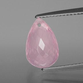 Cuarzo Rosa Rosado rosa medio natural de 4.03 ct, Corte Briolette, Transparente