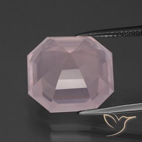 Cuarzo rosa Rosado medio natural de 15.10 ct, Corte Octágono / Esmeralda, Transparente
