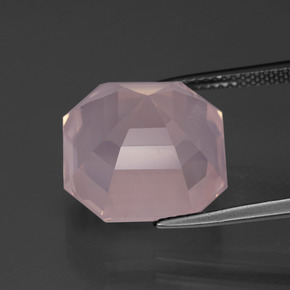 Cuarzo rosa rosa natural de 14,17 ct, corte esmeralda, transparente