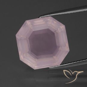Cuarzo rosa Rosado claro natural de 12.26 ct, Corte Octágono / Esmeralda, Transparente