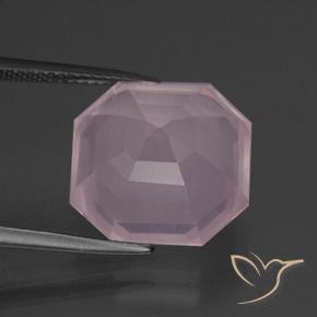 Cuarzo rosa Rosado claro natural de 12.26 ct, Corte Octágono / Esmeralda, Transparente