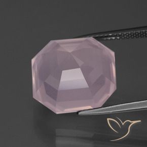 Cuarzo rosa Rosado Bubblegum natural de 13.89 ct, Corte Octágono / Esmeralda, Transparente
