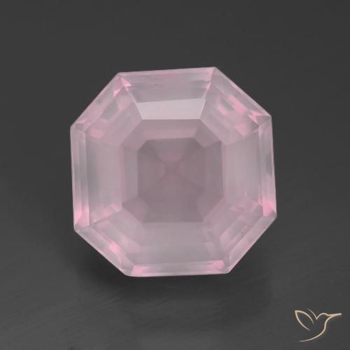 Cuarzo Rosa Rosado rosa medio natural de 12.46 ct, corte esmeralda, Transparente