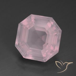 Cuarzo Rosa Rosado rosa medio natural de 12.46 ct, corte esmeralda, Transparente