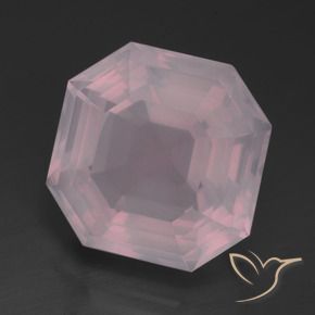 Cuarzo rosa Rosado medio natural de 13.14 ct, Corte Octágono / Esmeralda, Transparente