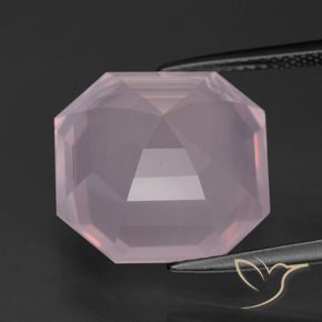 Cuarzo rosa Rosado medio natural de 13.14 ct, Corte Octágono / Esmeralda, Transparente