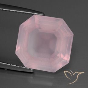 Cuarzo rosa Rosado Bubblegum natural de 10.29 ct, Corte Octágono / Esmeralda, Transparente