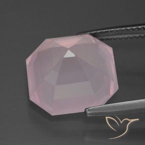 Cuarzo rosa Rosado Bubblegum natural de 10.29 ct, Corte Octágono / Esmeralda, Transparente