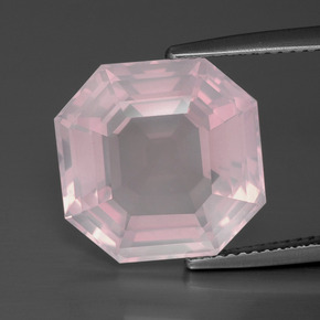 Cuarzo rosa rosa natural de 10,75 ct, corte esmeralda, transparente