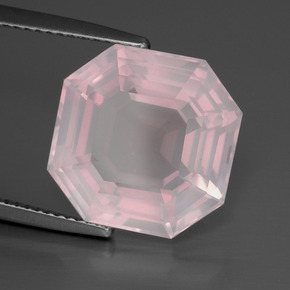 Cuarzo rosa rosa natural de 10,75 ct, corte esmeralda, transparente