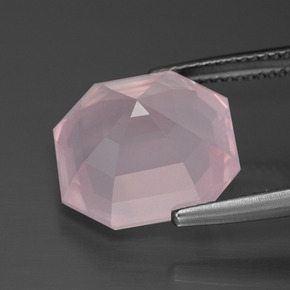 Cuarzo rosa rosa natural de 10,75 ct, corte esmeralda, transparente