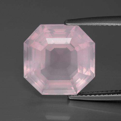 Cuarzo rosa rosa natural de 9,12 ct, corte esmeralda, transparente