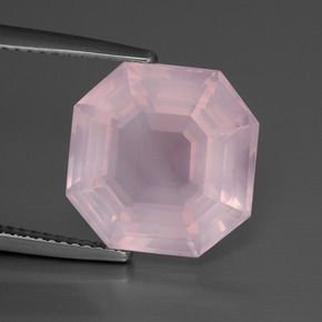 Cuarzo rosa rosa natural de 9,12 ct, corte esmeralda, transparente