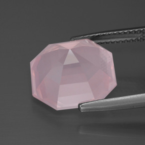 Cuarzo rosa rosa natural de 9,12 ct, corte esmeralda, transparente