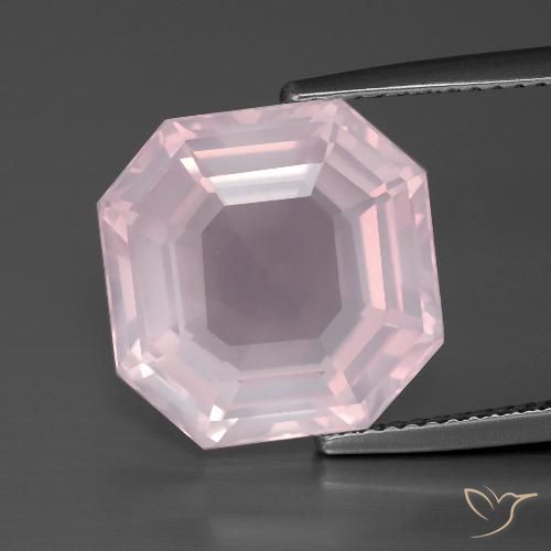 10.23ct Natural Rosado claro Cuarzo rosa, corte esmeralda, Transparente