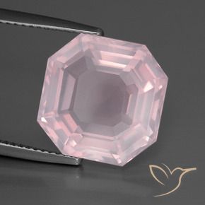 Cuarzo rosa Rosado claro natural de 10.23 ct, Corte Octágono / Esmeralda, Transparente