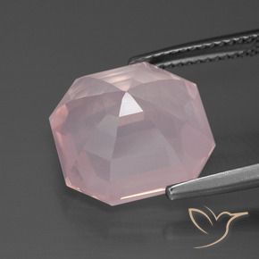 Cuarzo rosa Rosado claro natural de 10.23 ct, Corte Octágono / Esmeralda, Transparente
