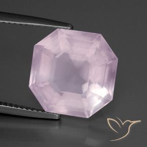 Cuarzo rosa Rosado Bubblegum natural de 9.30 ct, Corte Octágono / Esmeralda, Transparente