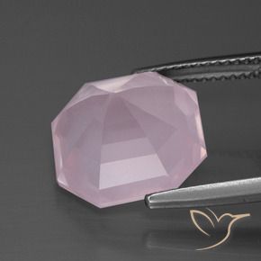 Cuarzo rosa Rosado Bubblegum natural de 9.30 ct, Corte Octágono / Esmeralda, Transparente