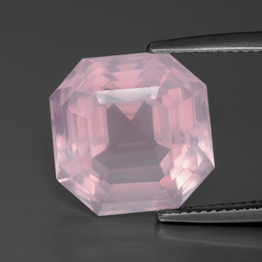Cuarzo rosa rosa natural de 10,62 ct, corte esmeralda, transparente