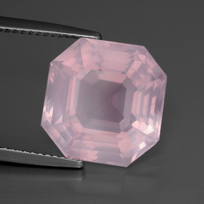 Cuarzo rosa rosa natural de 10,62 ct, corte esmeralda, transparente