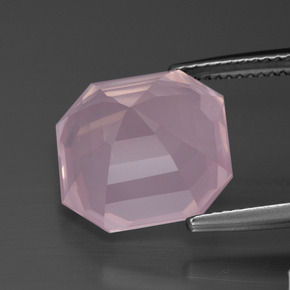Cuarzo rosa rosa natural de 10,62 ct, corte esmeralda, transparente