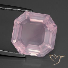 Cuarzo rosa Rosado Bubblegum natural de 11.52 ct, Corte Octágono / Esmeralda, Transparente