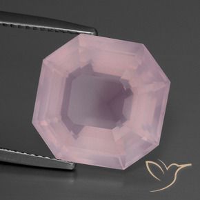 Cuarzo rosa Rosado Bubblegum natural de 11.56 ct, Corte Octágono / Esmeralda, Transparente