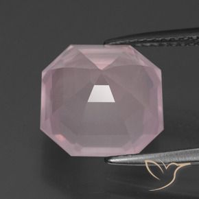 Cuarzo rosa Rosado Bubblegum natural de 6.46 ct, Corte Octágono / Esmeralda, Transparente