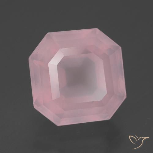 Cuarzo Rosa Rosado rosa medio natural de 7.24 ct, corte esmeralda, Transparente
