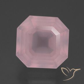 Cuarzo Rosa Rosado rosa medio natural de 7.24 ct, corte esmeralda, Transparente