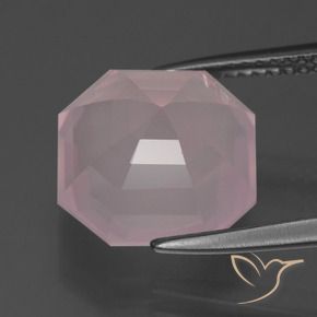 Cuarzo rosa Rosado rosa medio natural de 6.76 ct, Corte Octágono / Esmeralda, Transparente