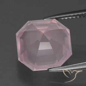 Cuarzo rosa Rosado claro natural de 6.10 ct, Corte Octágono / Esmeralda, Transparente