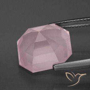 Cuarzo rosa Rosado claro natural de 8.75 ct, Corte Octágono / Esmeralda, Transparente