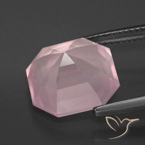 Cuarzo rosa Rosado rosa medio natural de 8.97 ct, Corte Octágono / Esmeralda, Transparente