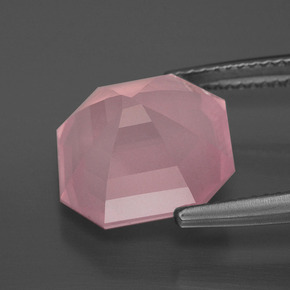 Cuarzo rosa rosa natural de 8,04 ct, corte esmeralda, transparente