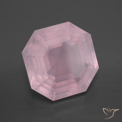 Cuarzo rosa Rosado rosa medio natural de 8.87 ct, Corte Octágono / Esmeralda, Transparente