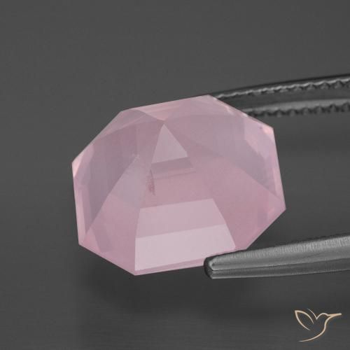 Cuarzo rosa Rosado rosa medio natural de 8.87 ct, Corte Octágono / Esmeralda, Transparente