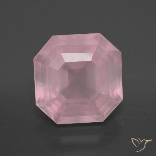 7.36ct Natural Rosado rosa medio Cuarzo rosa, corte esmeralda, Transparente