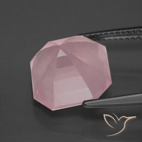 Cuarzo rosa Rosado rosa medio natural de 7.36 ct, Corte Octágono / Esmeralda, Transparente