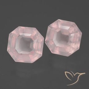Gemas de Cuarzo rosa Rosado claro natural de 9.36 ct, Corte Octágono / Esmeralda, Transparente